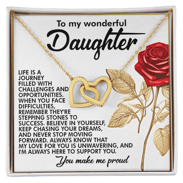 Interlocking Hearts Necklace – Proud Daughter Gift - TreasuredTale